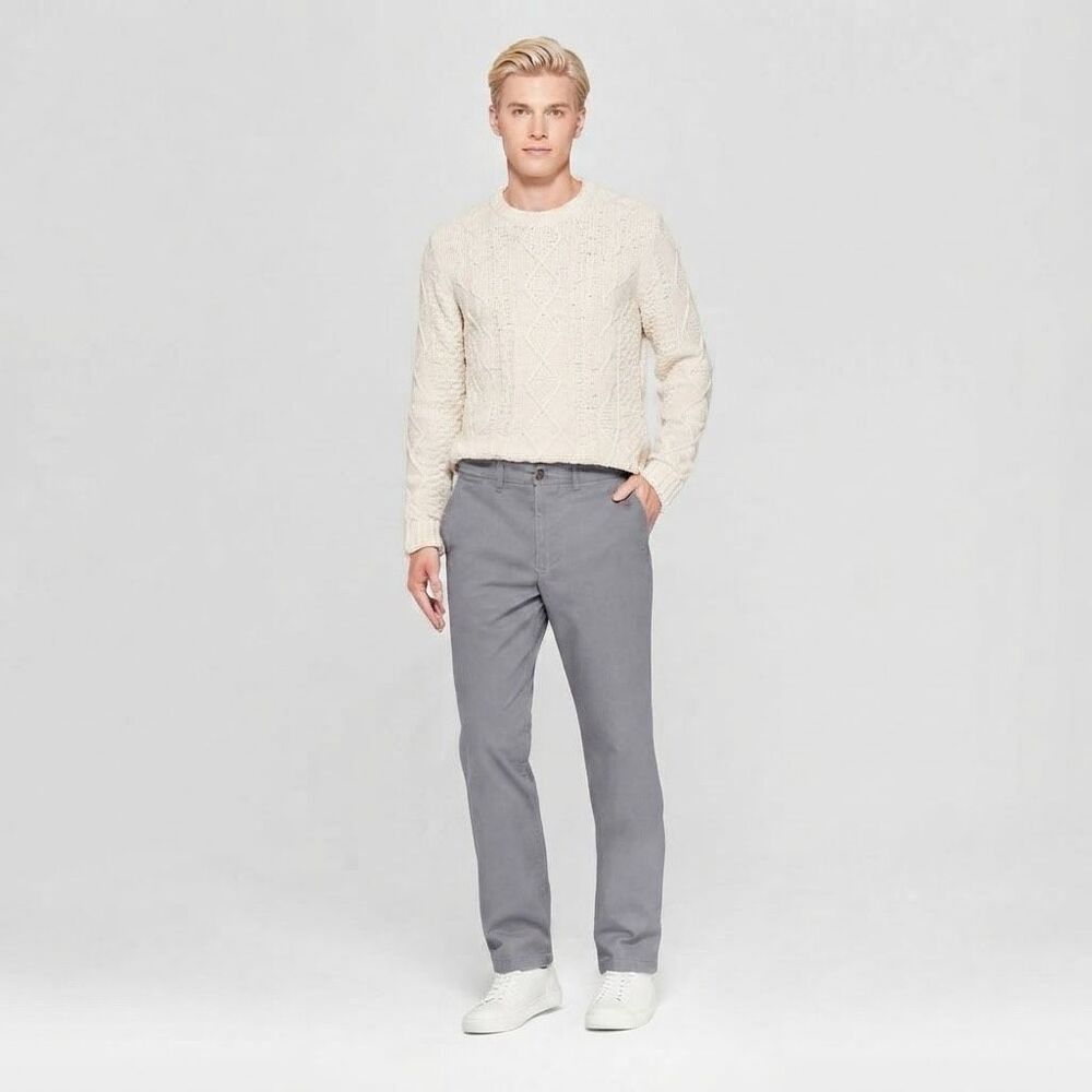 Men’s Straight Leg Fit Chino Pants Gray 30x32 NWT Casual Trousers NWT